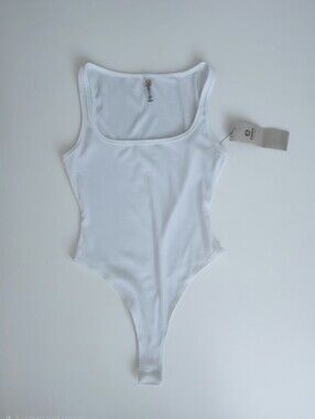 Mono b Ribbed Square Neck Bodysuit Size Small